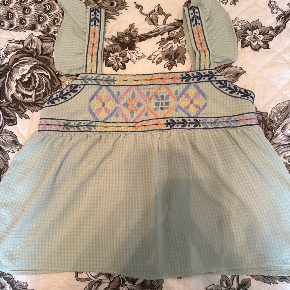❤️10/20 Blu Pepper Mint Green Embroidered Blouse